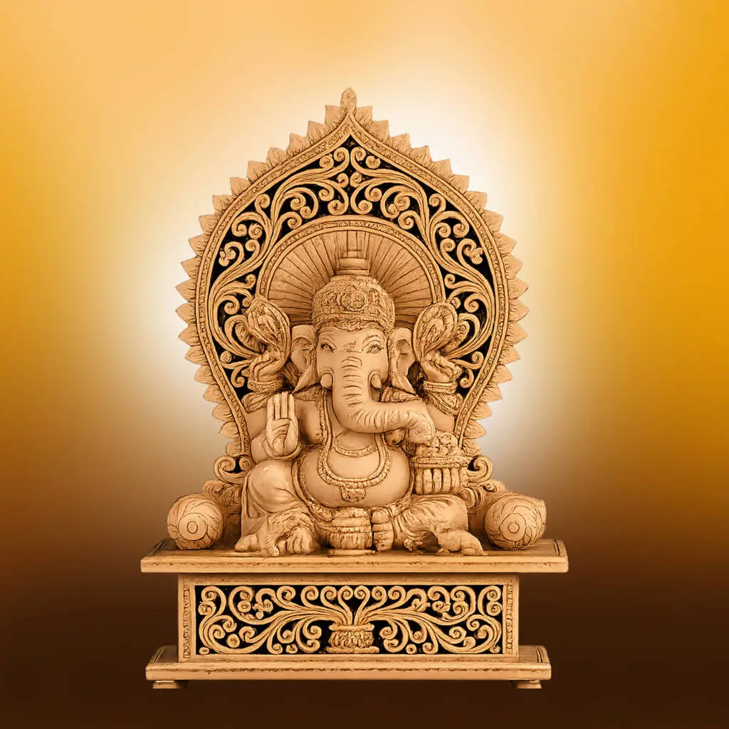 wooden carved ganesha